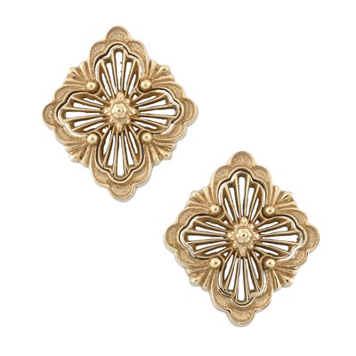 Lot 50 - Buccellati, a pair of 18ct gold mother-of-pearl Opera Tulle earrings