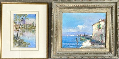 Lot 660 - A pair of paintings featuring boats; D.G....