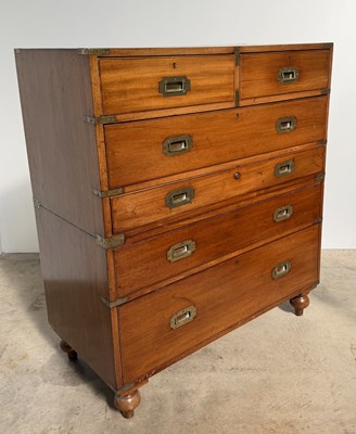 Lot 760 - A 19th century camphor campaign chest with...