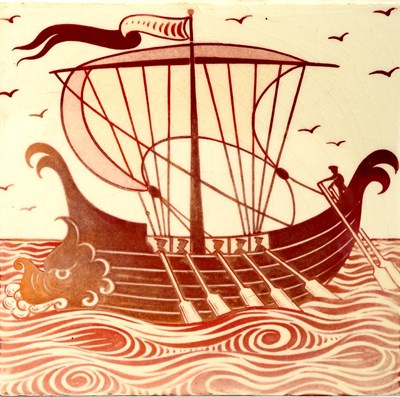 Lot 97 - A William De Morgan Galley tile, on blank...