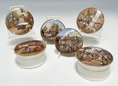 Lot 127 - Six Prattware pot lids, including: four...