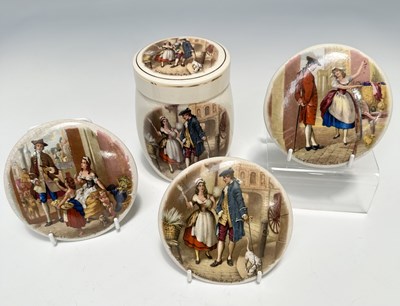 Lot 126 - Four Prattware 'Cries of London' pot lids,...