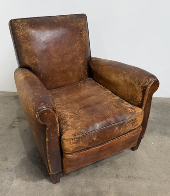 Lot 727 - A 1930's French leather club chair with...