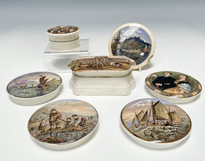 Lot 124 - Seven Prattware pots and pot lids, including: '...