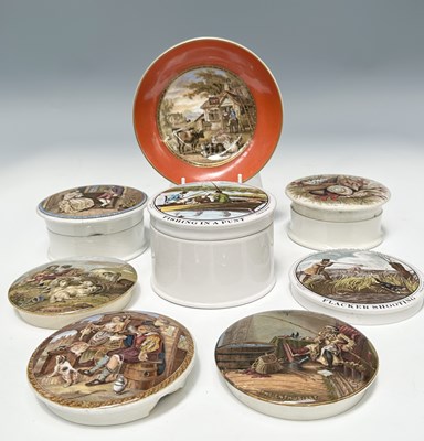 Lot 128 - Eight miscellaneous Prattware-style pots and...