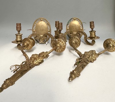 Lot 265 - Two early 19th century pairs of brass, double...