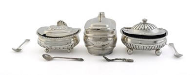 Lot 282 - Three nineteenth-century silver mustard pots,...