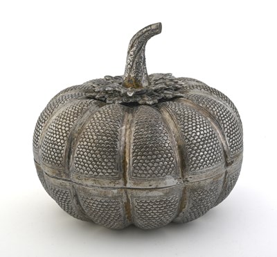 Lot 8 - An Eastern silver-coloured metal box,...