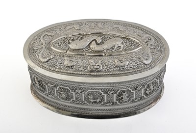 Lot 51 - An Eastern silver-coloured metal betel nut box...