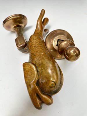 Lot 132 - An 18th century bronze dolphin door knocker,...