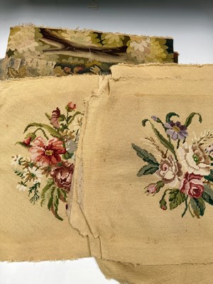 Lot 54 - A set of six reclaimed needlepoint chair...