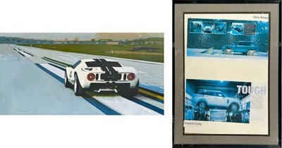 Lot 592 - A Ford GT40 on a racetrack, indistinctly...