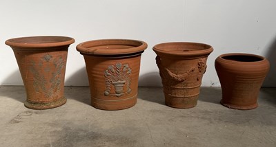 Lot 845 - Three Whichford terracotta pots and one other,...
