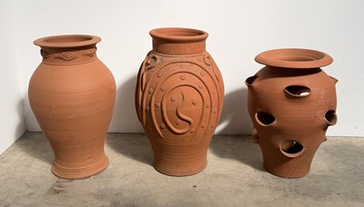 Lot 846 - Three Whichford terracotta pots: a Fennel Jar,...