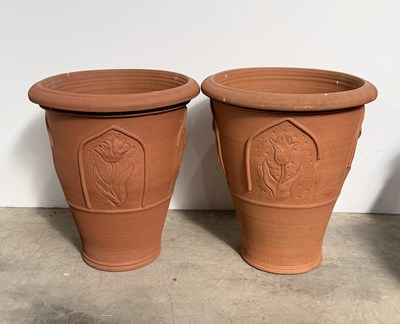 Lot 849 - Two Whichford terracotta Majestic Tulip pots,...