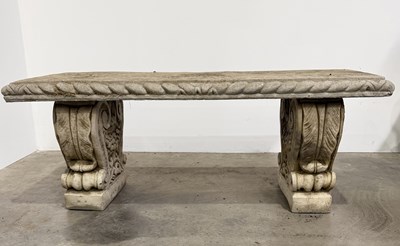 Lot 835 - A stone composite bench in the classical style,...