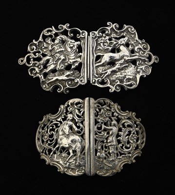 Lot 182 - An Edwardian silver cast belt buckle, by...