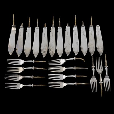 Lot 459 - A collection of hallmarked silver fish knife...