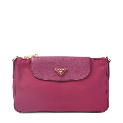 Lot 554 - Prada, a Tessuto pink shoulder bag.