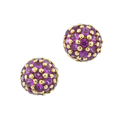 Lot 48 - Links of London, a pair of 18ct gold pink sapphire dome stud earrings