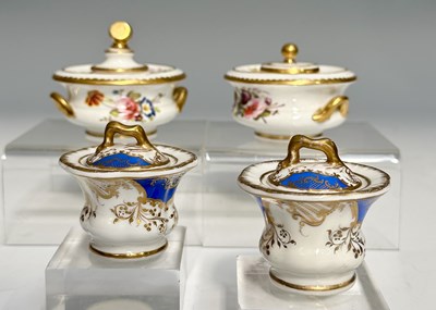 Lot 121 - Four hand painted inkwell pots, including: two...