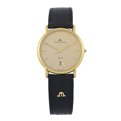 Lot 447 - A gold plated wrist watch by Maurice Lacroix,...