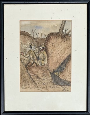 Lot 582 - A1916 cartoon depicting a World War 1 trench,...