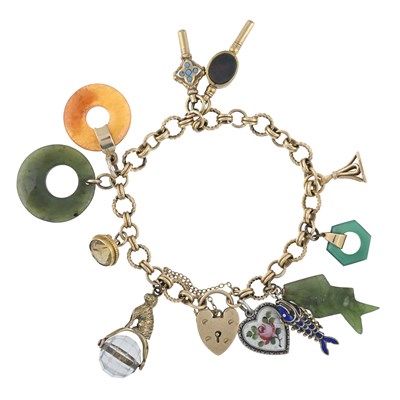 Lot 109 - A 9ct gold charm bracelet