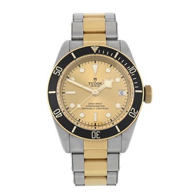 Lot 243 - Tudor, a bi-metal Black Bay 41 bracelet watch