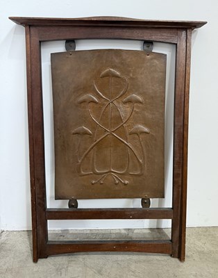 Lot 801 - An Arts & Crafts copper repoussé framed panel,...