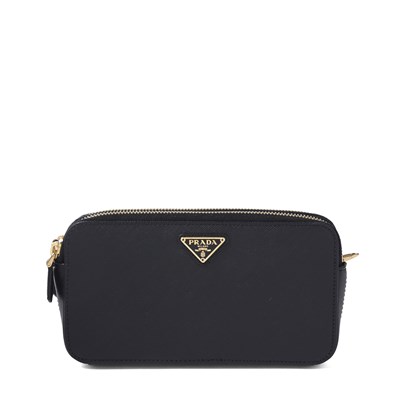 Lot 553 - Prada, a mini black Saffiano crossbody bag.
