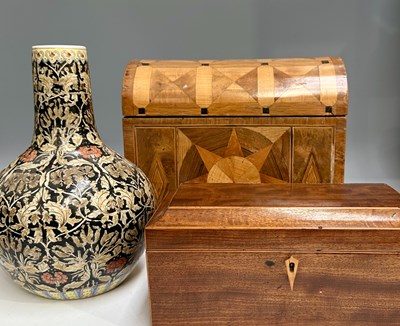 Lot 283 - A domed parquetry box, h: 30cm, w: 35cm, d:...