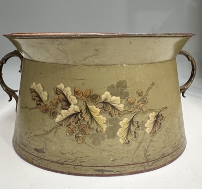 Lot 366 - A large toleware jardiniere or cache pot, a...