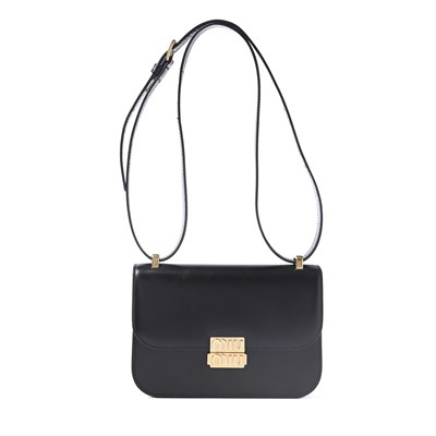 Lot 526 - Miu Miu, a black leather logo-clasp shoulder bag.