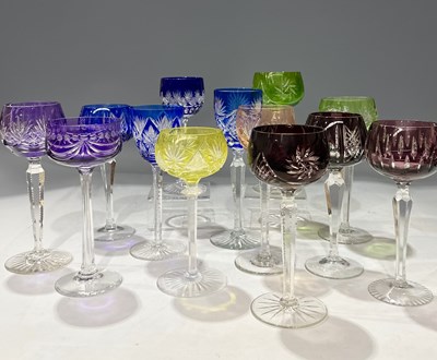 Lot 63 - A harlequin set of Bohemian flash cut coloured...