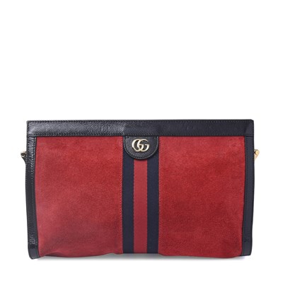 Lot 423 - Gucci, a red suede Ophidia shoulder bag.