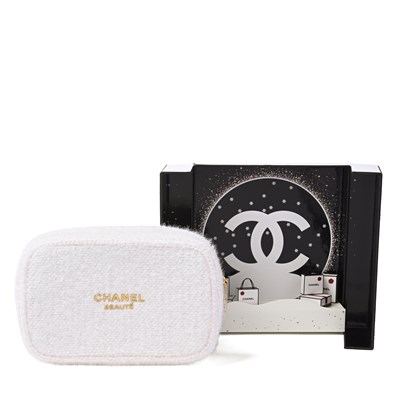Lot 328 - Chanel, a Christmas perfume display box and a cosmetics pouch.