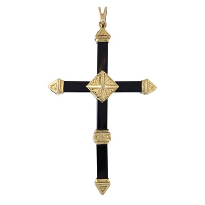 Lot 10 - A late Victorian onyx cross pendant