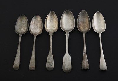 Lot 202 - A group of six silver tablespoons,...