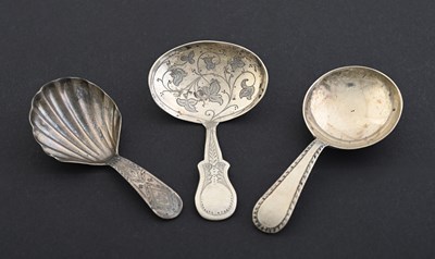 Lot 168 - Three silver caddy spoons, to include a...