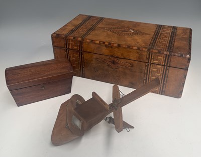 Lot 367 - A parquetry walnut writing slope, 19th century,...