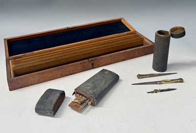Lot 313 - Two shagreen-covered measuring instrument...