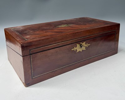 Lot 282 - A flame mahogany veneered and brass inlaid...