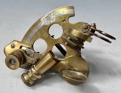 Lot 347 - A brass hand-held sextant with various...