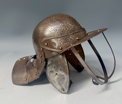 Lot 369 - A reproduction lobster-tailed pot helmet with...