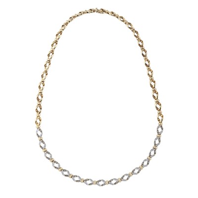 Lot 112 - A 9ct gold single-cut diamond necklace