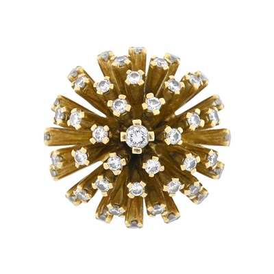 Lot 111 - A brilliant-cut diamond domed spray dress ring