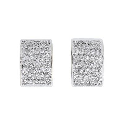 Lot 37 - A pair of brilliant-cut diamond hoop earrings