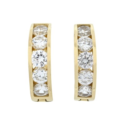 Lot 263 - A pair of 14ct gold cubic zirconia hoop earrings