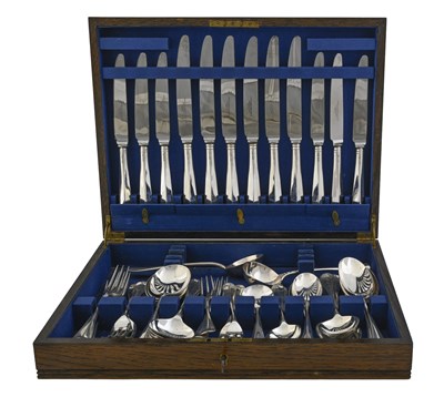 Lot 194 - An English silver composite canteen of...